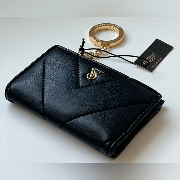 Victoria’s Secret Black Chevron Quilted Foldover Card Case ~ NWT & Bag - Picture 5 of 16